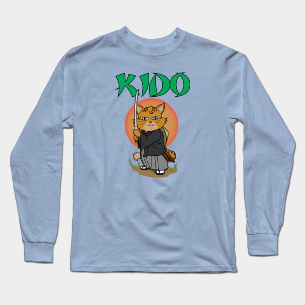 Kido the Samurai Cat Long Sleeve T-Shirt by Rael Mochizuki Arts